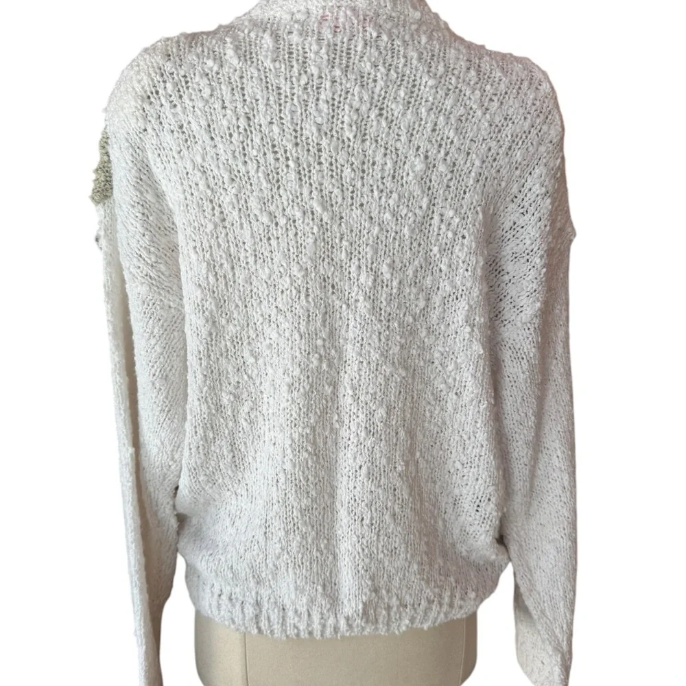 1980s Kirsten Grey Floral Knit Nubby‎ Sweater